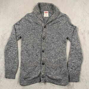 Levis Jumper Mens Medium Grey Cardigan Cowl Neck Shawl Knit Pockets Cardi Slim